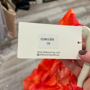 All About May Flowy Pink/Eed Cinch Waist Dress